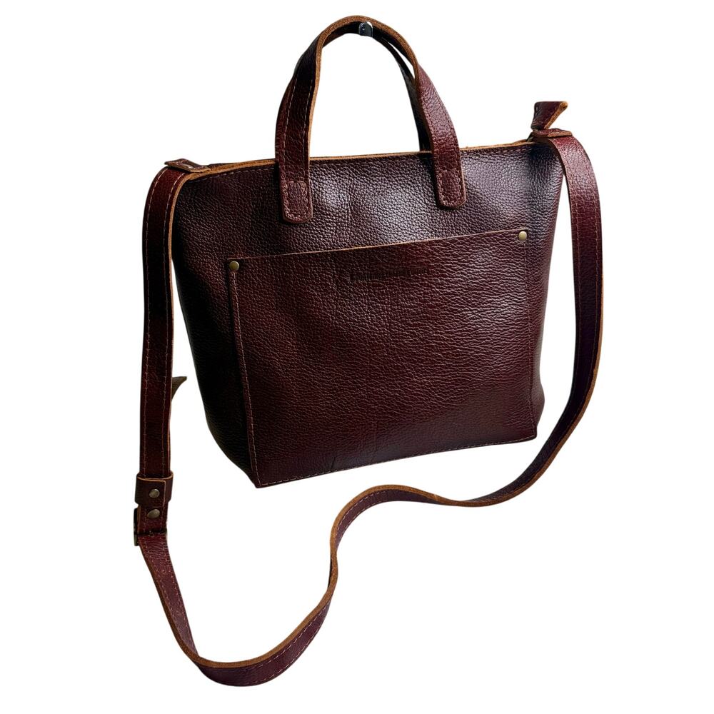 PORTLAND LEATHER GOODS Zipper Mini Crossbody Tote Nutmeg Brown Leather